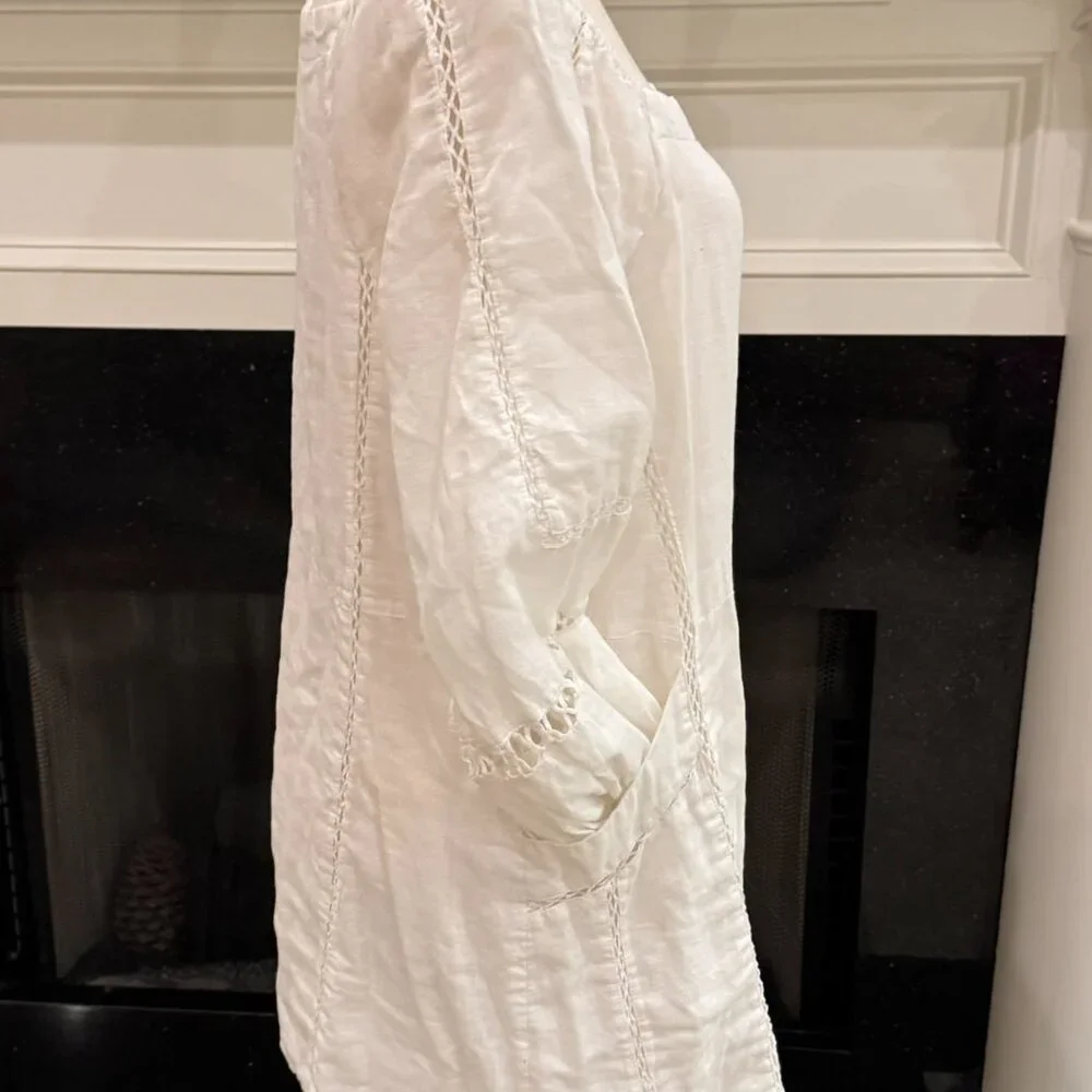 Free People White Boho Peasant Mini Dress – Size Small - Picture 7 of 12